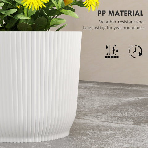 Outsunny Set of Two \'d0\'a422cm Planters - White