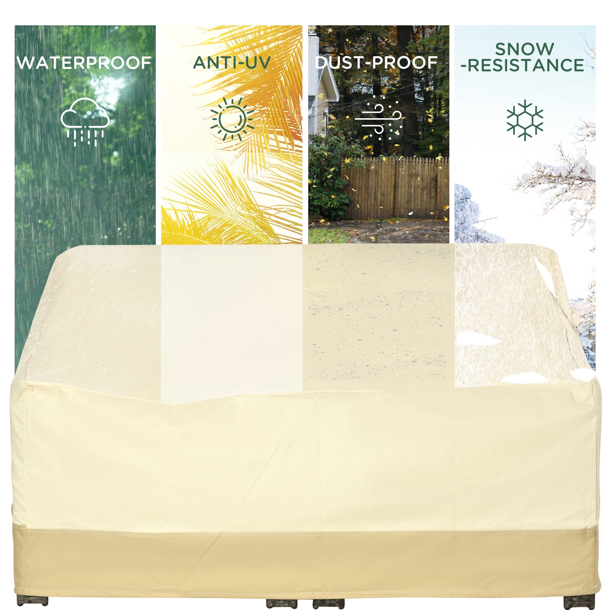 Outsunny 600D Oxford Cloth Furniture Cover 3 Seat Rattan Chair Protector Large Garden Patio Outdoor Waterproof L152 x W87 x H58-79cm
