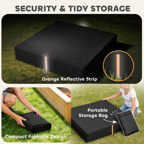 AIYAPLAY Sandbox Cover, Square Sandpit Cover Waterproof Dustproof UV Protection, Sandbox Canopy with Drawstring and Elastic Band