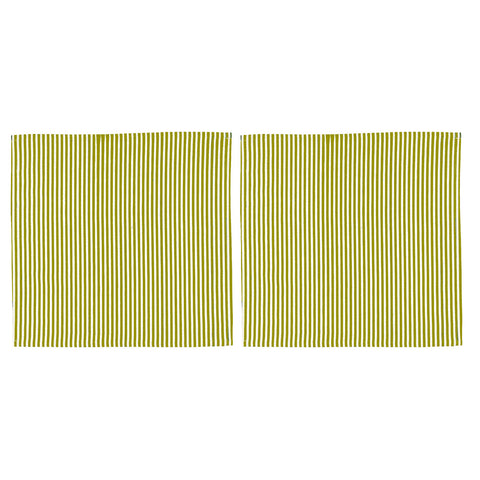 Green Stripe Linen Napkins - Set of 2