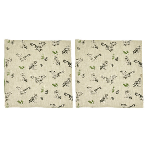 Tawny Owl Repeat Linen Napkins - Set of 2