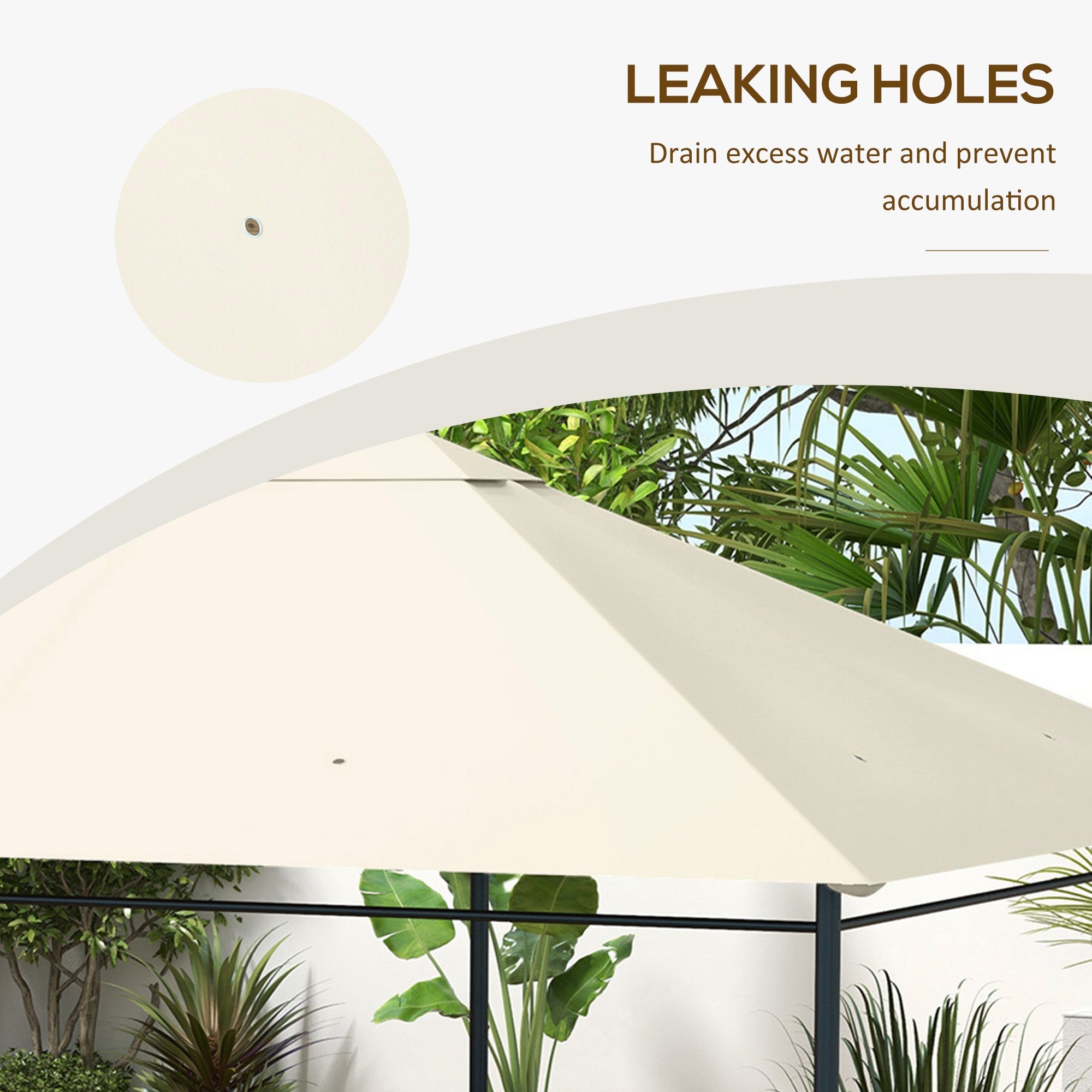 Outsunny 3 x 4m Gazebo Canopy Replacement Cover, Gazebo Roof Replacement (TOP COVER ONLY), Cream White