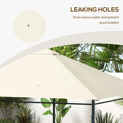 Outsunny 3 x 4m Gazebo Canopy Replacement Cover, Gazebo Roof Replacement (TOP COVER ONLY), Cream White