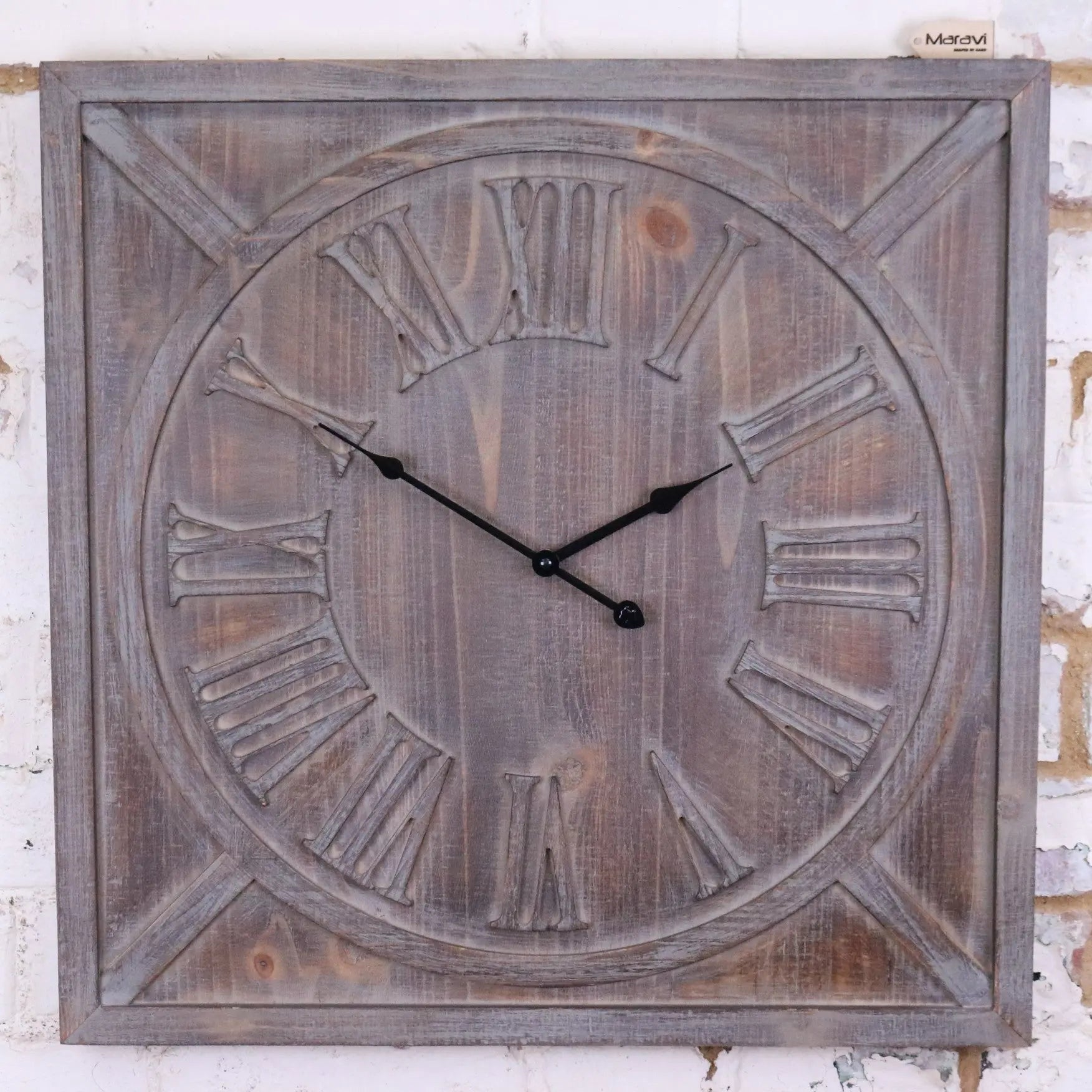 Large Square Wooden Clock 60cm 2 Colours
