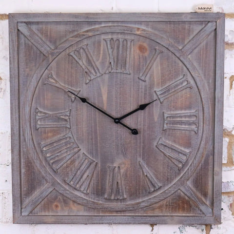 Large Square Wooden Clock 60cm 2 Colours