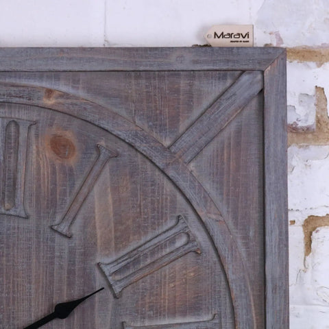 Large Square Wooden Clock 60cm 2 Colours