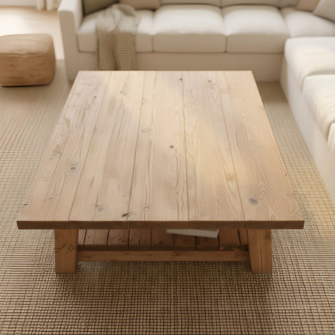 Large ARBA Rustic Wooden Coffee Table With Shelf