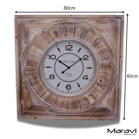 Large Square Wall Clock 80cm Antique Style