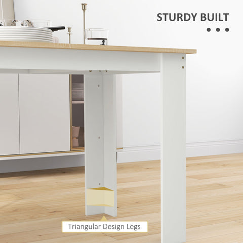 HOMCOM Dining Table for 4-6 People, Kitchen Table with Wood Effect for Dining Room, Oak and White