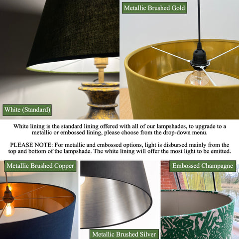 Floral Midnight Velvet Lampshade | French Drum Ceiling Light Shade | Bespoke Handmade Empire Lampshade