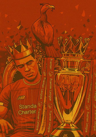 Virgil Van Dijk Premier League Champion Poster - Liverpool FC Inspired Print