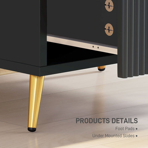 HOMCOM Elegant Two-Drawer Bedside Table Set of 2 - Black