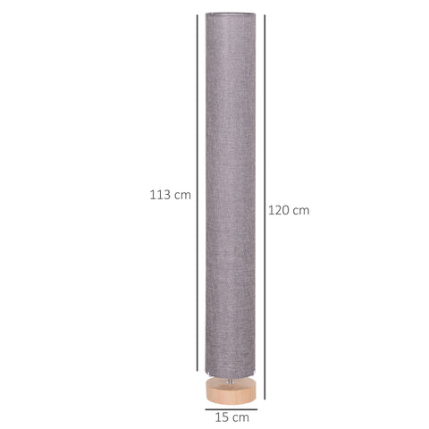 HOMCOM 47-Inch Modern Wooden Floor Lamp for Bedroom, Study or Living Space with Fabric Linen Shade (Grey)  120 CM