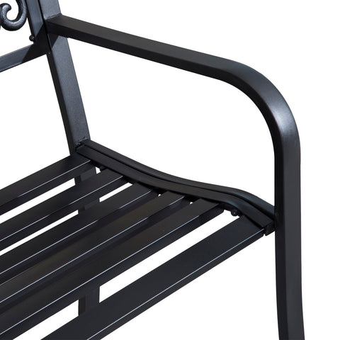 Outsunny 2-Seater Garden Bench, Steel-Black