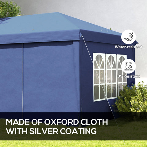 Outsunny 3 x 6m Pop-Up Gazebo, with Curtain Walls and Windows - Blue