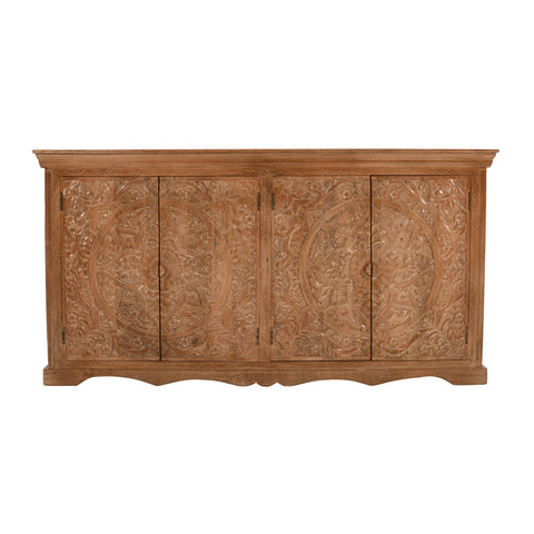 Carved Mango Wood Extra Large Sideboard with 4 Doors