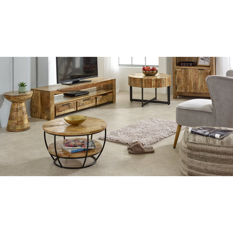Merlin Mango Wooden Round Side Table Mushroom Style