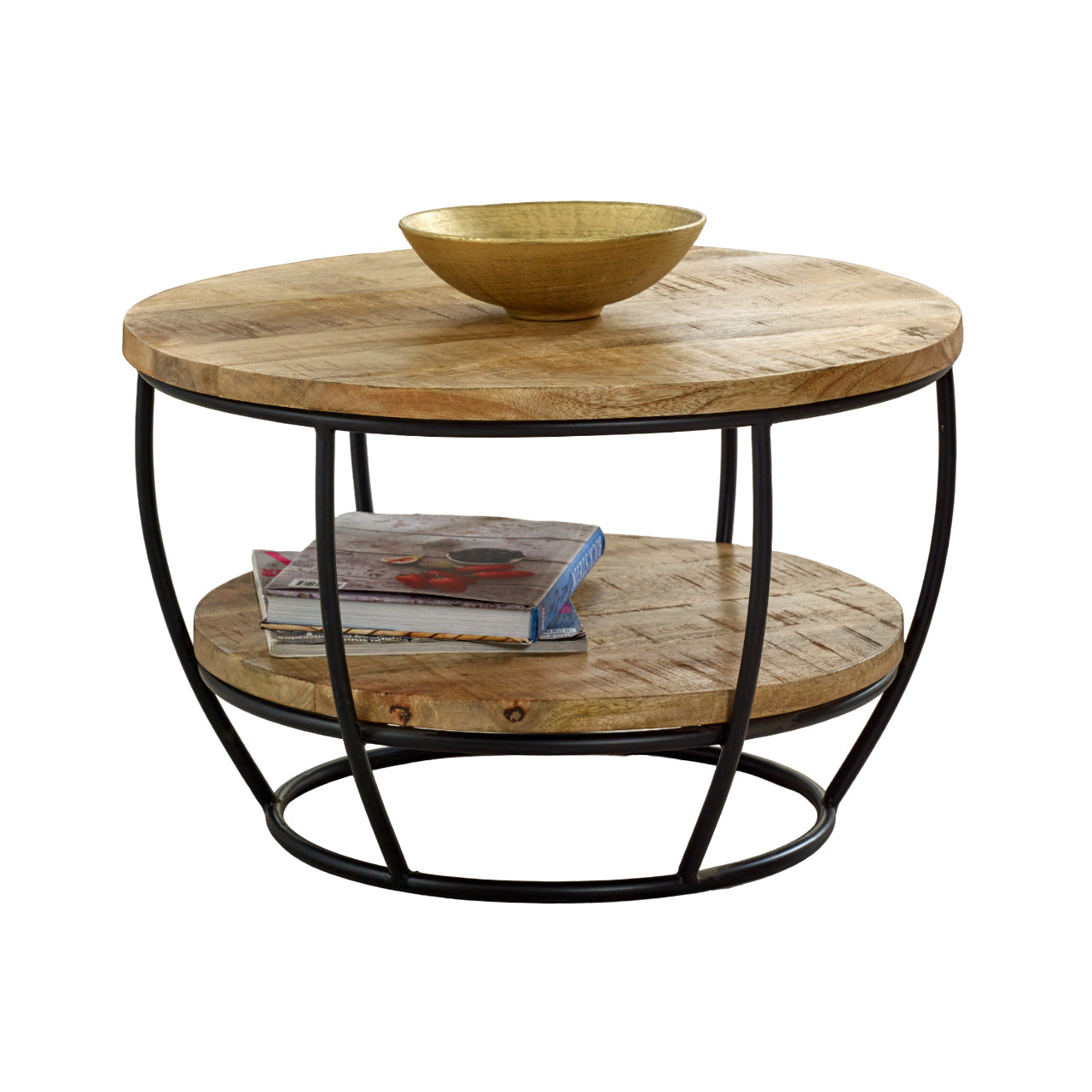 Merlin Mango Wooden & Metal Coffee Table With Shelf