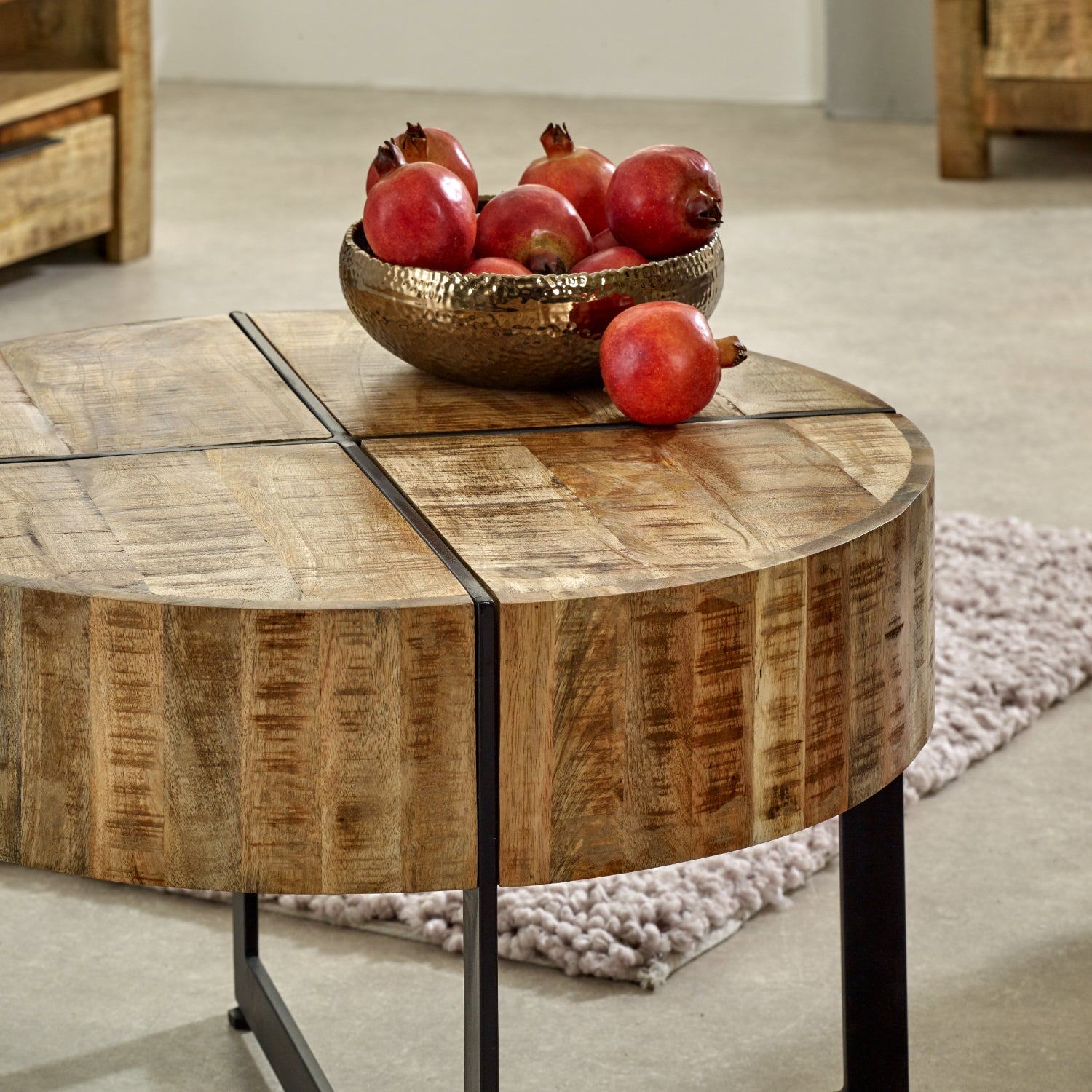Merlin Mango Wooden Coffee Table With Metal Legs