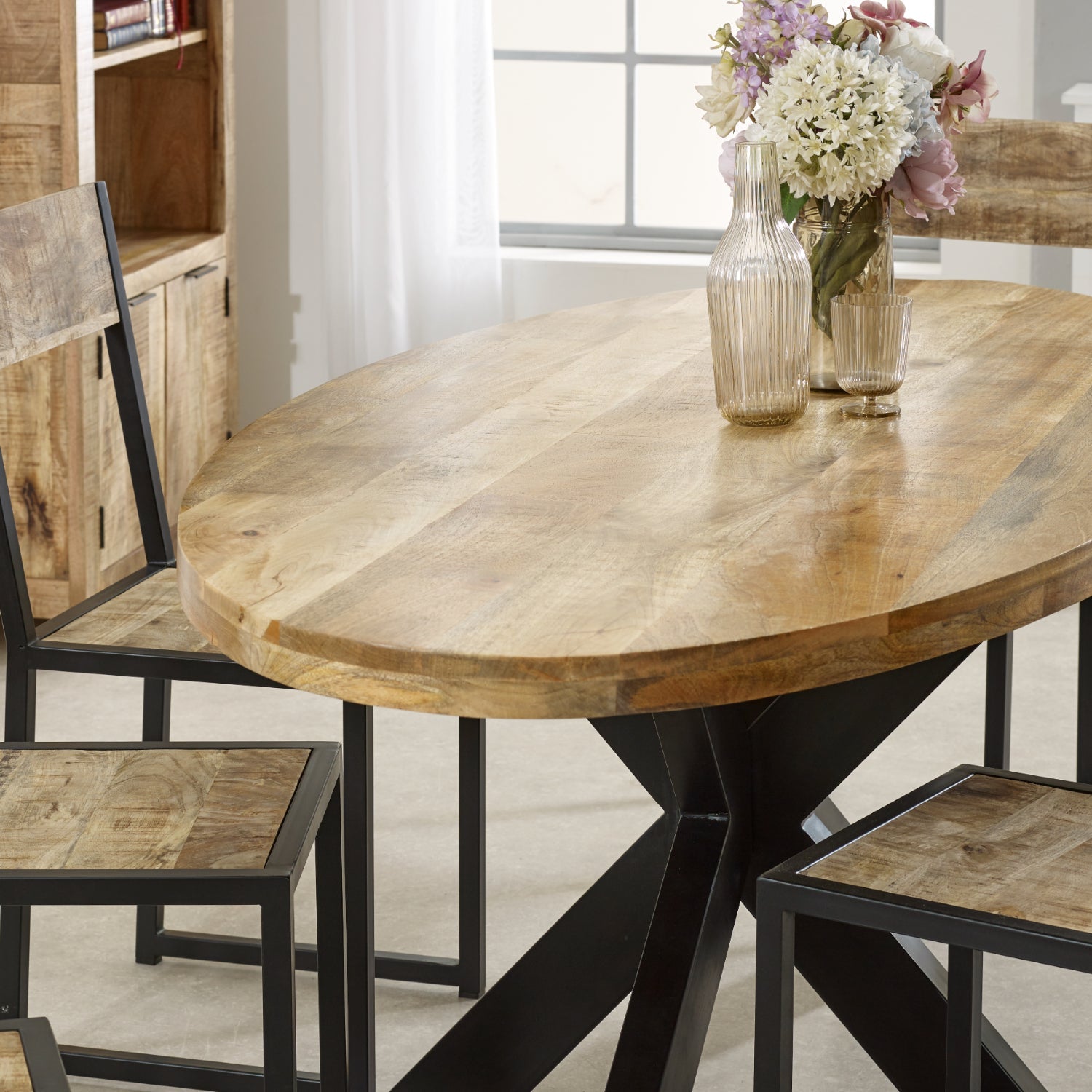 Merlin Mango Wooden 6 8 Seater Oval Dining Table