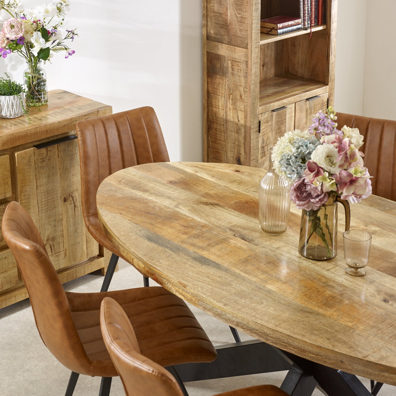 Merlin Mango Wooden 6 8 Seater Oval Dining Table