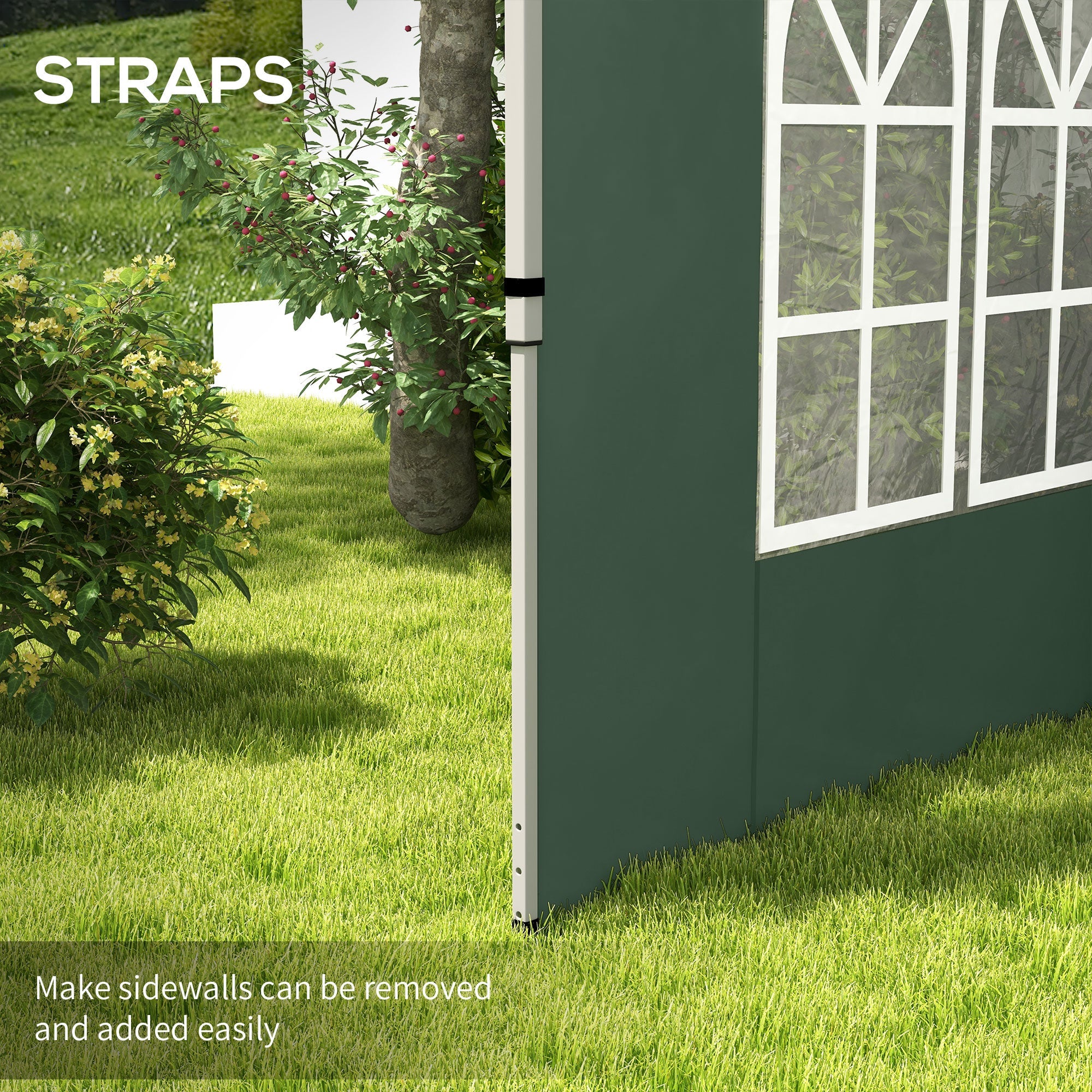 Outsunny Gazebo Side Panels, Sides Replacement with Window for 3x3(m) or 3x4m Pop Up Gazebo, 2 Pack, Green