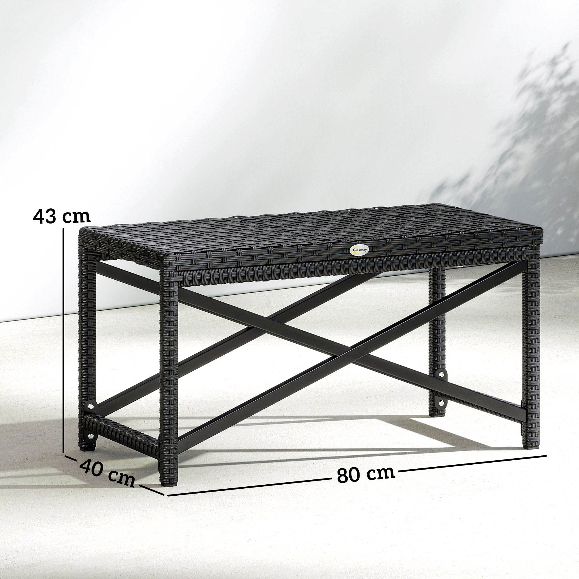 Outsunny Outdoor Coffee Table Side Table with X-Shape Frame for Patio, Balcony, Black