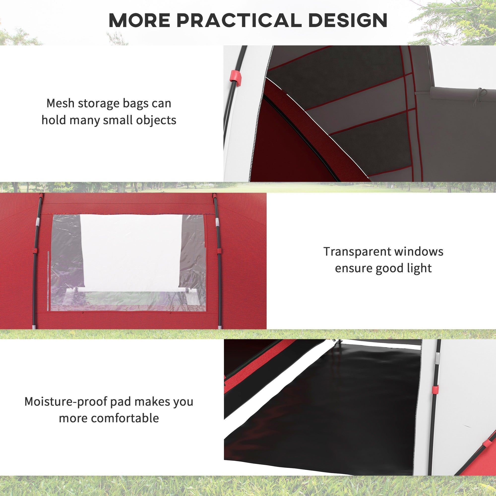 Outsunny 4-6 Man UV Protection Camping Tent - Grey and Red