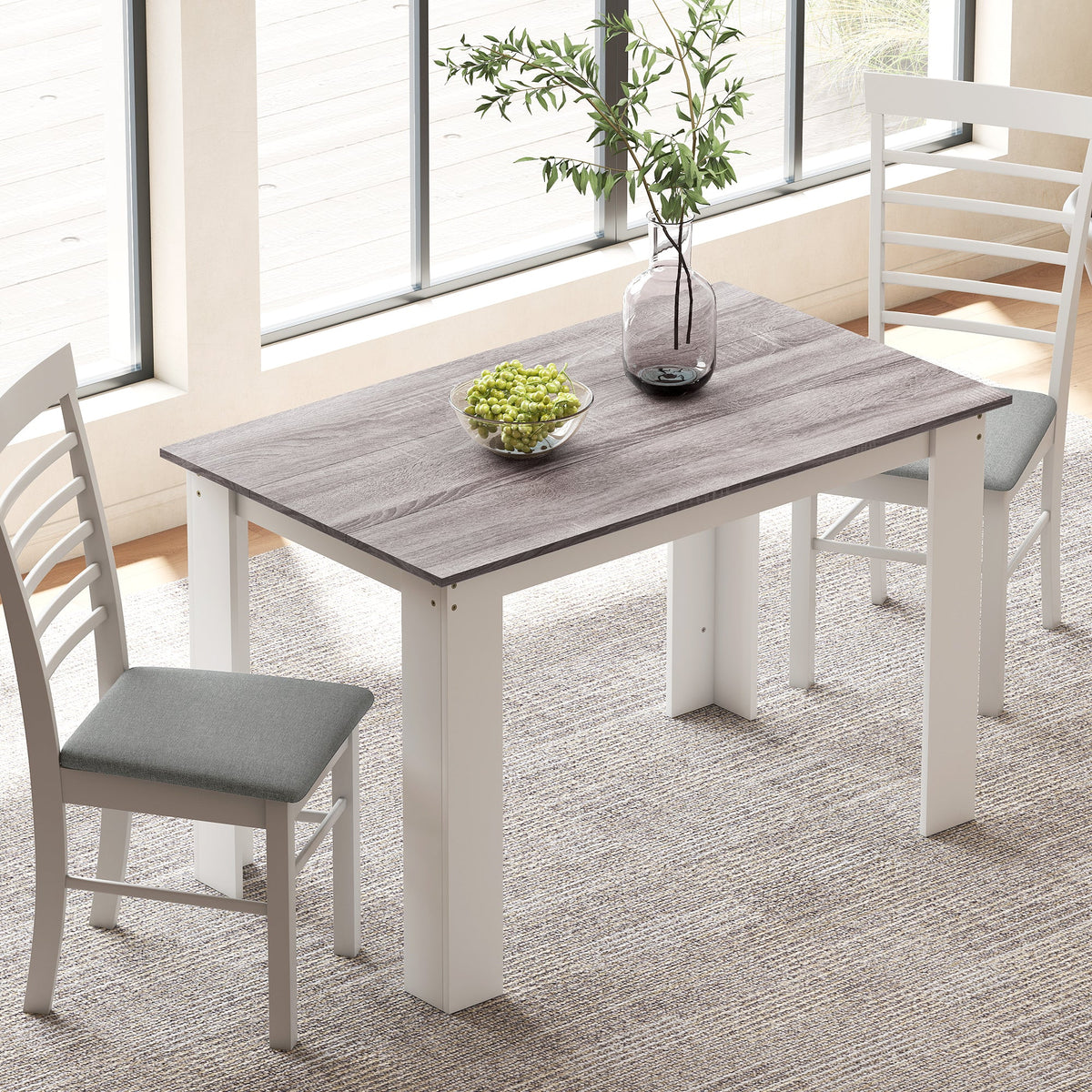 HOMCOM Dining Table for 4-6 People, Kitchen Table with Wood Effect for Dining Room, Grey