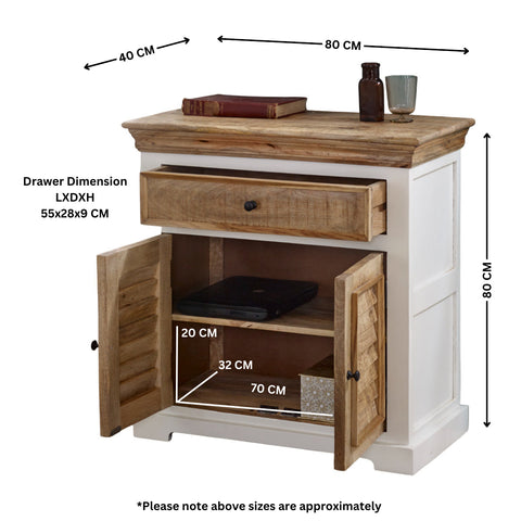 Bianco Solid Mango Wood Small Sideboard White