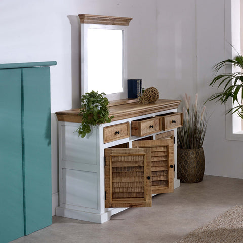 Bianco Solid Mango Wood Large Sideboard 3 Doors & 3 Drawers  White