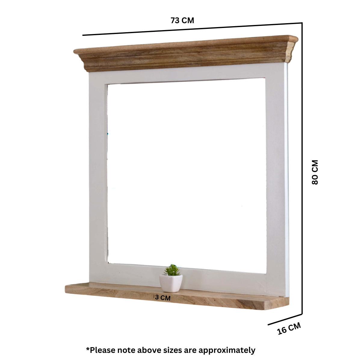 Bianco Solid Mango Wood Wall Mirror White