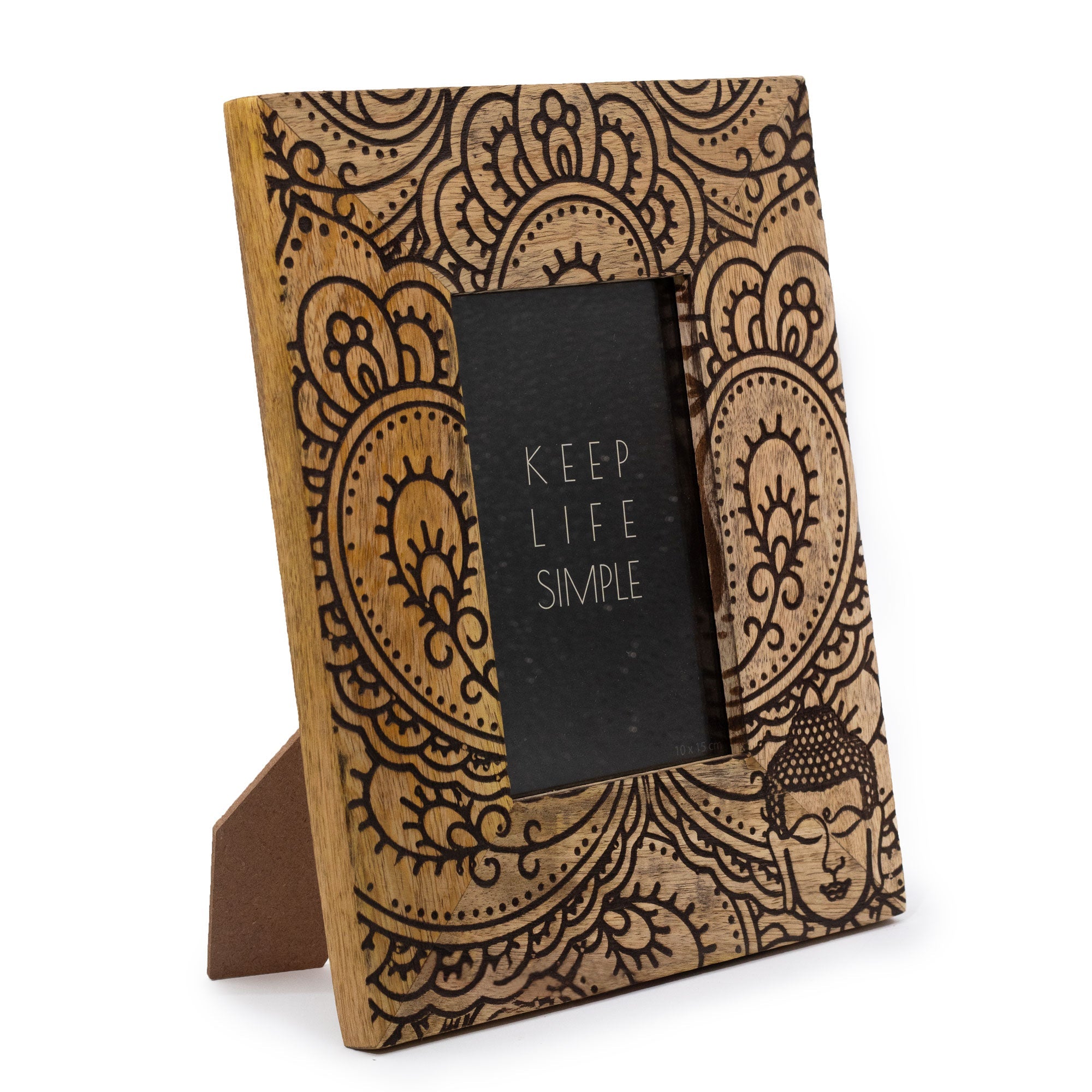 Medium Black Buddha Mango Wood Photo Frame 10x15cm