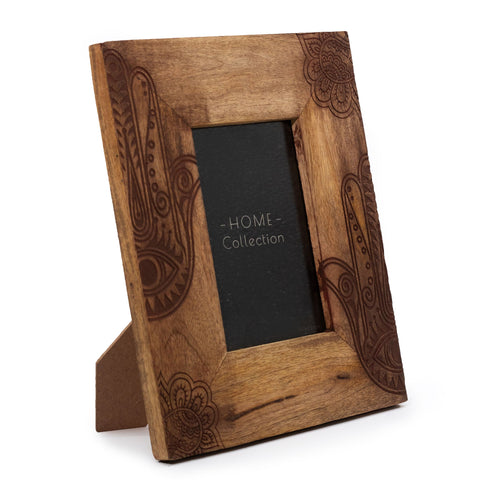 Medium Black Hamsa Mango Wood Photo Frame 10x15cm