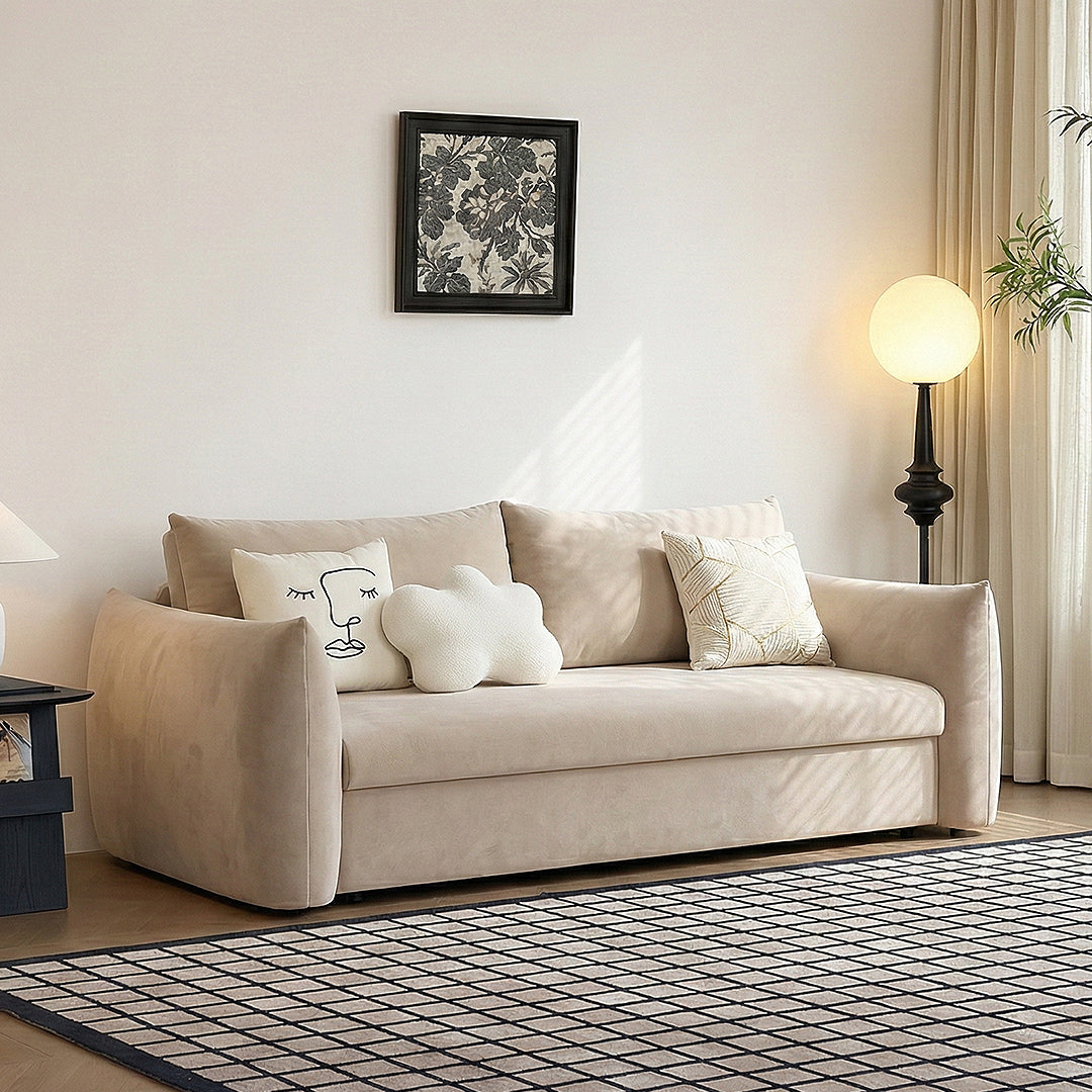 Meera Two Seater Sofa Bed with Storage, Suede