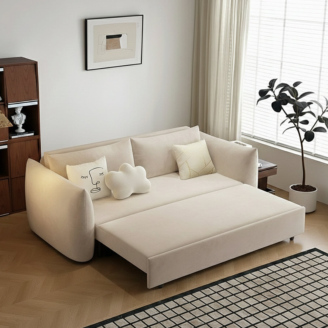 Meera Two Seater Sofa Bed with Storage, Suede
