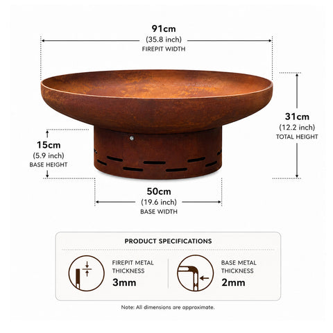 Heavy-Duty Pre-Rusted Metal Corten Steel Round Firepit