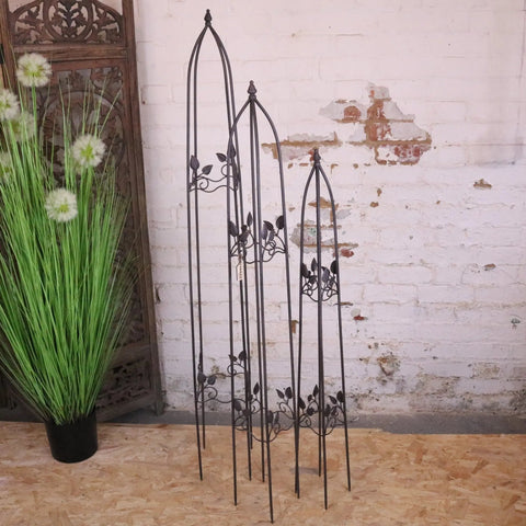 Metal Garden Obelisks Set of 3