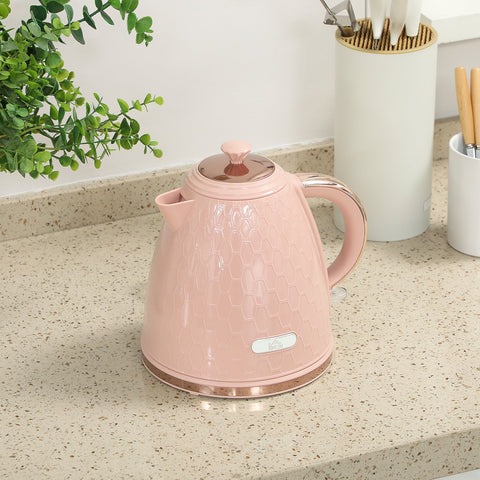 HOMCOM 3kW Rapid Boil Honeycomb Kettle - Light Pink