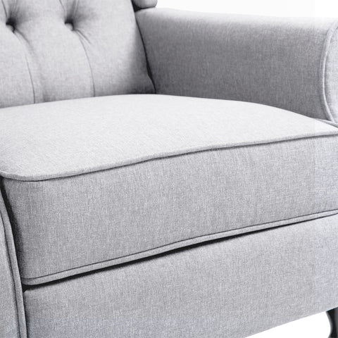 HOMCOM Recliner Armchair, Vintage Reclining Chair with Nail Head Trim, Wingback Chair with Button Tufted Back and Footrest, for Living Room, Light Grey