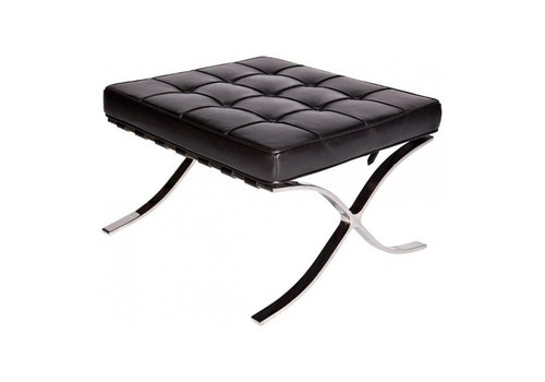 Classic Modern Barcelona Chair And Footstool, Black Leather