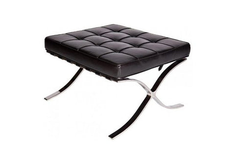 Classic Modern Barcelona Chair And Footstool, Black Leather