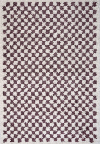Moodi Shaggy Purple Mosscheck Rug