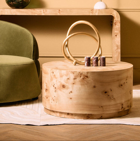Mota Burl Wood Design Round Coffee Table