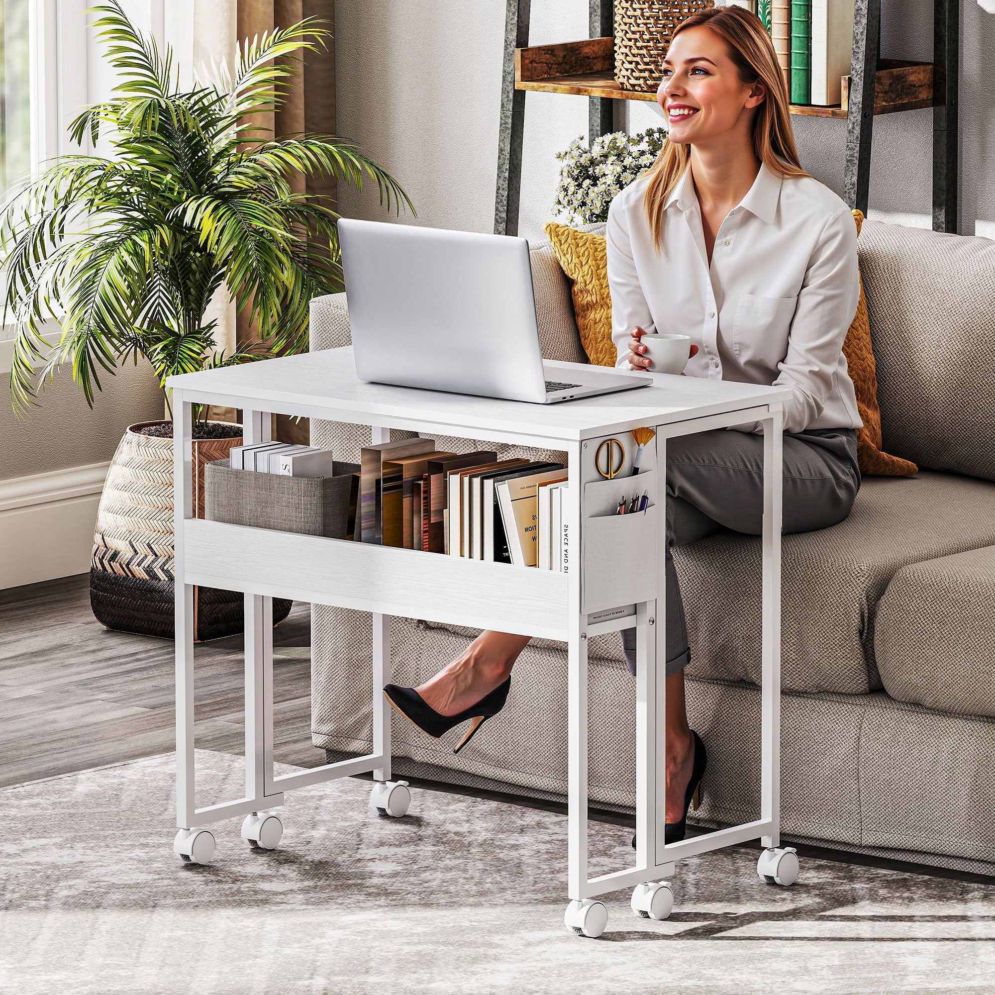 HOMCOM 80 cm Drop Leaf Writing Work Desk - White