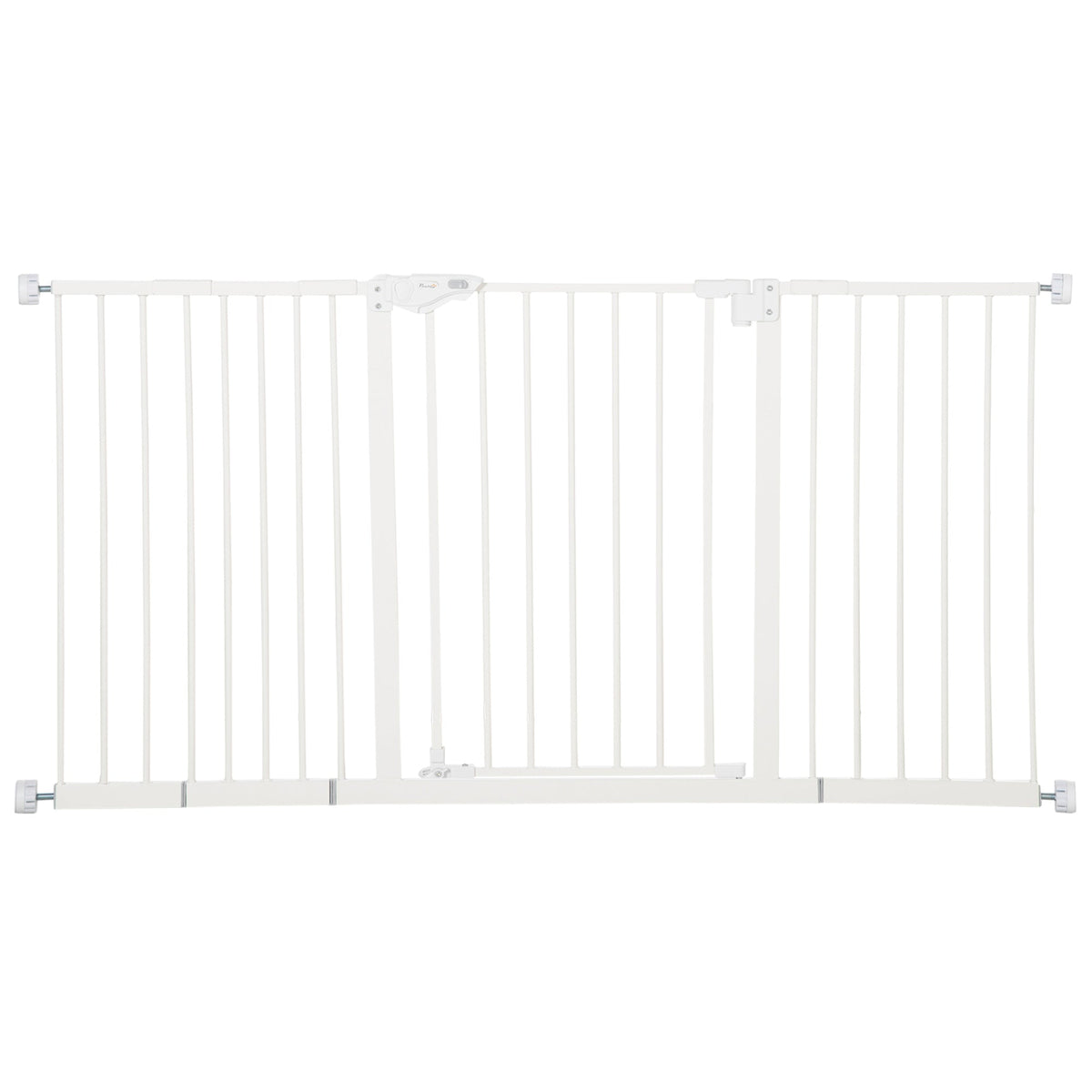 PawHut Dog Gate Stair Gate Pressure Fit Pets Barrier Auto Close for Doorway Hallway, 74-148cm Wide Adjustable, White