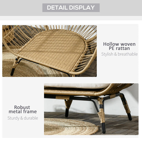 Outsunny Rattan Egg Chair with Cushions and Pillows, Khaki