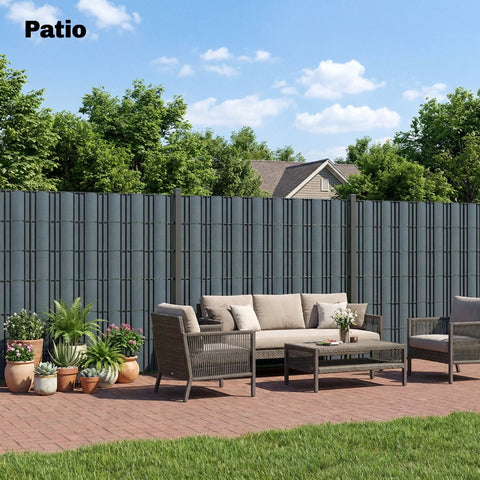 Outsunny 2Pcs Privacy Garden Screen Fence, UV Resistant Waterproof Windbreak Fencing, 35mx19cm, Grey