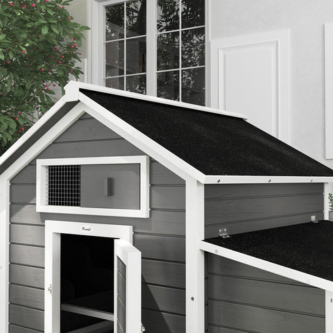 PawHut Chicken Coop, Wooden Outdoor Hen House with Nesting Box, Openable Waterproof Top, Pull-Out Tray, 150 x 100 x 97cm