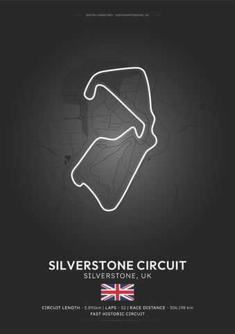 Silverstone Circuit Poster - Formula 1 Inspired Print